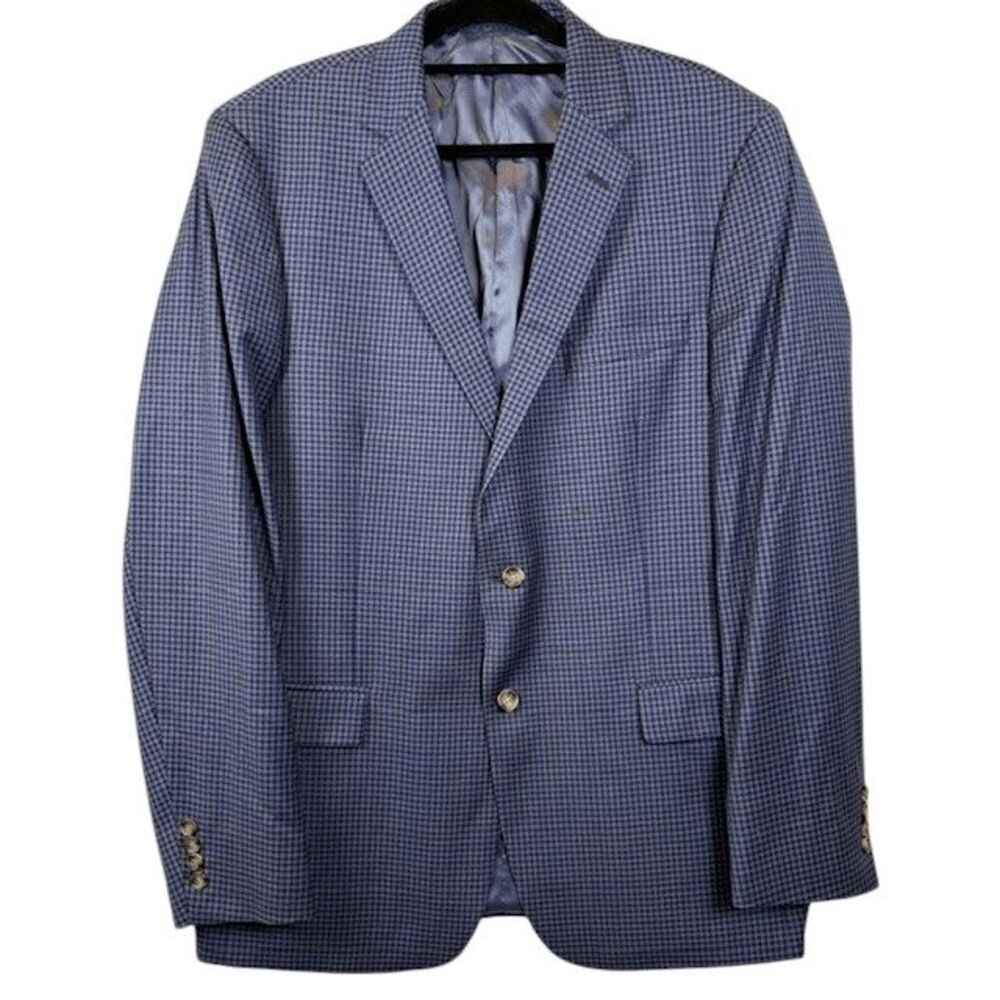 Hart Schaffner Marx‎ Chicago Classic Fit Blazer Sport Coat Blue Check Size 46L